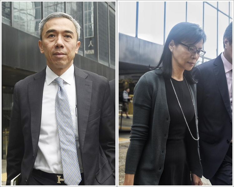 被告馮永業(左)及被告陳婉玉(右)。
