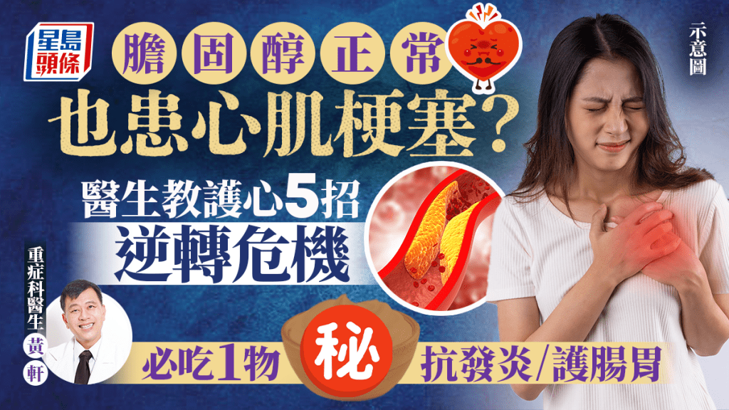 膽固醇正常亦易患心肌梗塞?醫生教護心5招 必吃1物抗炎/益腸胃