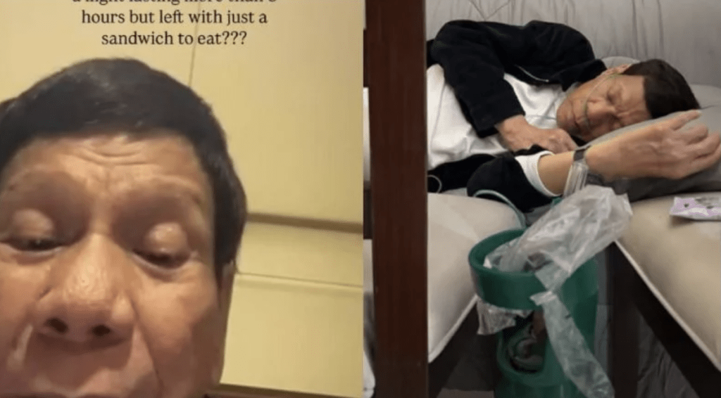 薩拉在社交平台分享一張杜特爾特被捕後在沙發上休息的照片。薩拉IG