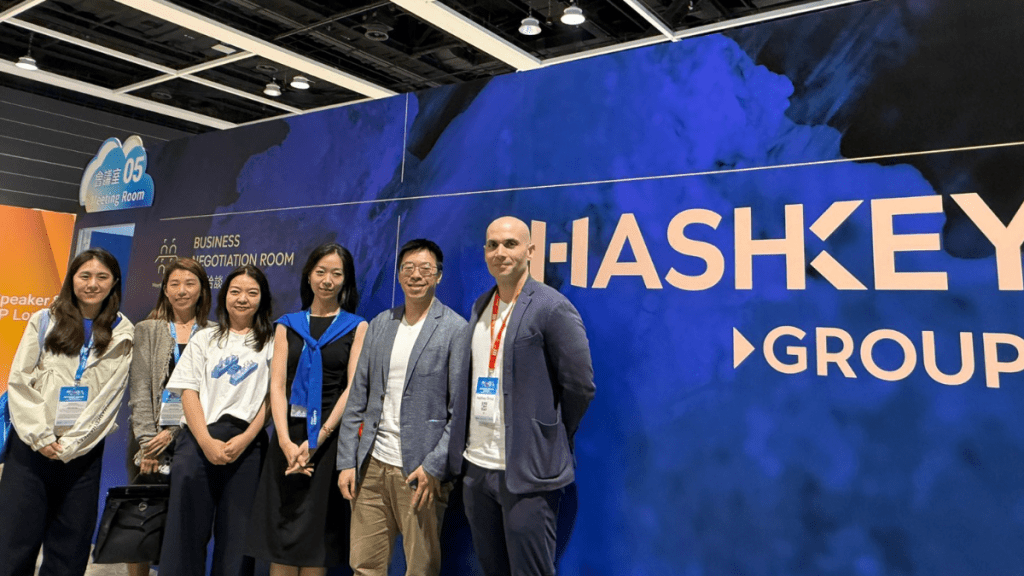 右一：HashKey MENA  董事总经理Ben El-Baz；右三：HashKey OTC （场外交易）业务负责人施佳昀及右四：HashKey Exchange 交易所总监郑诗敏