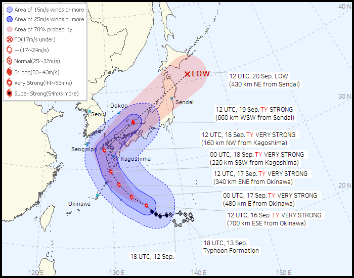 南韓氣象廳預測路徑