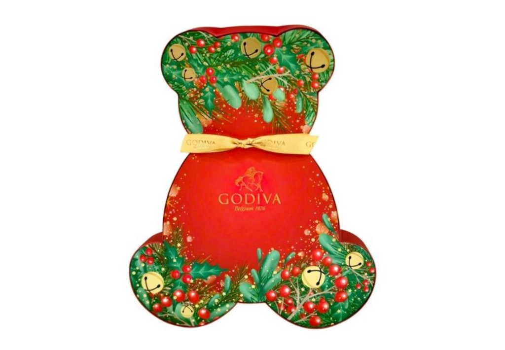 Godiva小熊礼盒$299，融合比利时制作工艺与节日魔法灵感，甄选黑朱古力、焦糖、胡桃及红莓等圣诞食材，精心创作圣诞星耀朱古力系列。