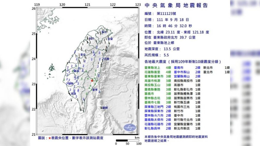 嘉義發生5.5級地震