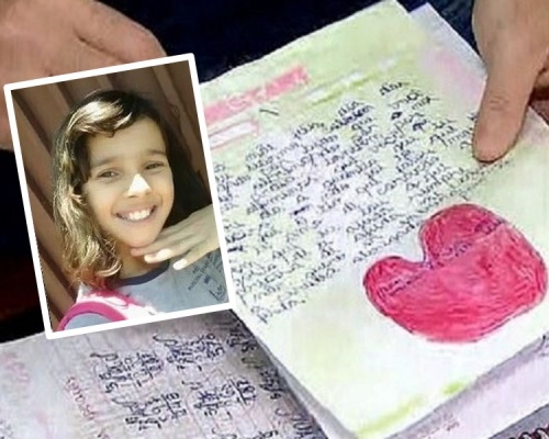 巴西11歲女童Perolla Pires生前所寫下的300頁日記裡,記載著她遭到虐待的過程。網圖
