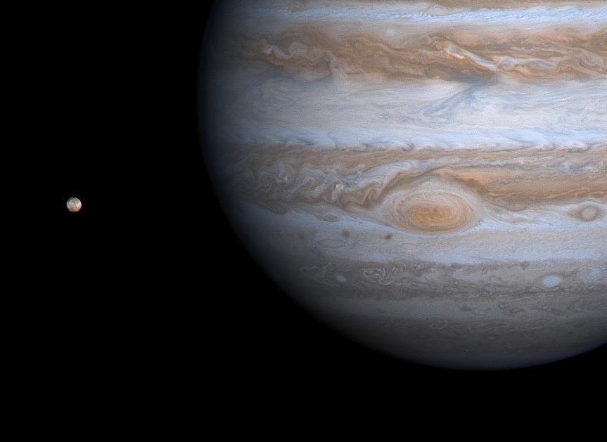 木星及其卫星木卫一。（NASA）