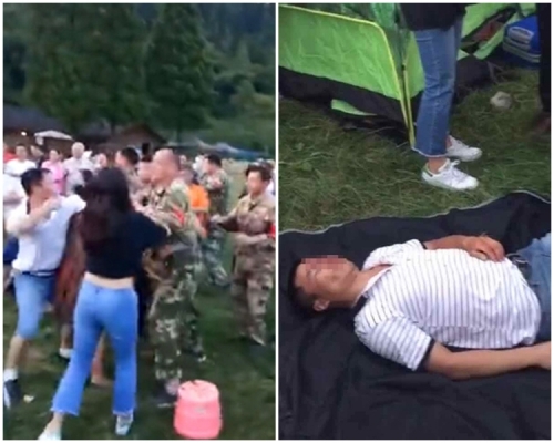 露营人士与景区工作人员爆发冲突。网上图片