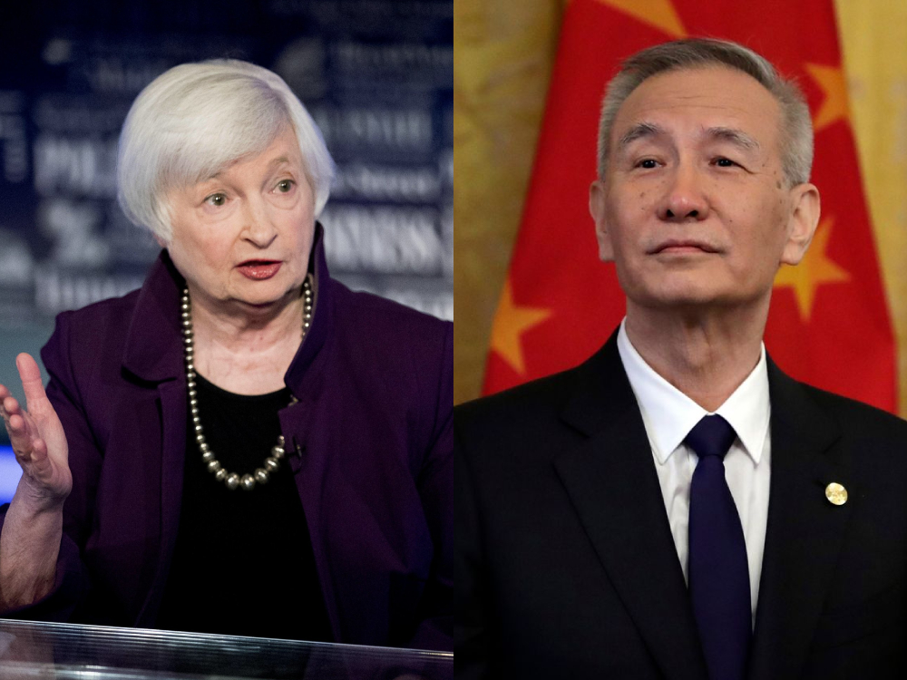 刘鹤和耶伦举行视像会议。资料图片