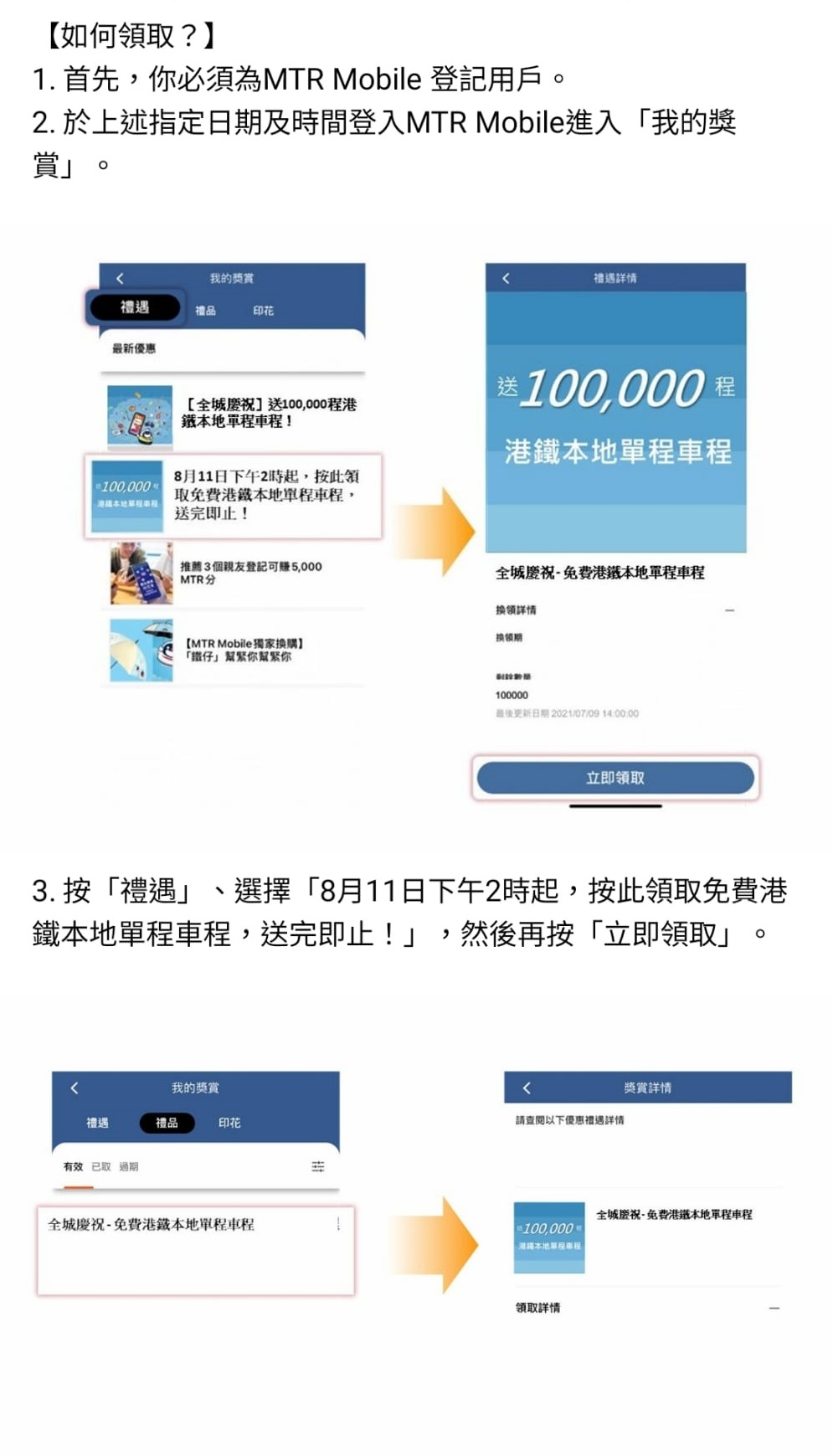 港鐵周三送10萬張單程車票。