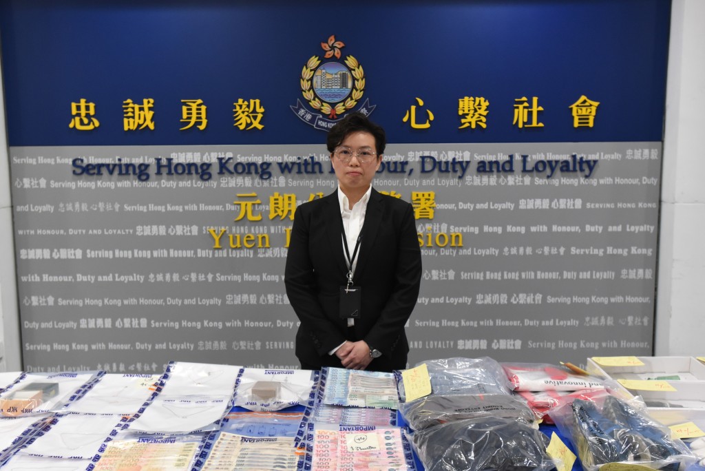 元朗警區刑事調查隊督察何倩茵交代案情。黃文威攝 元朗警區刑事調查隊督察何倩茵交代案情。黃文威攝