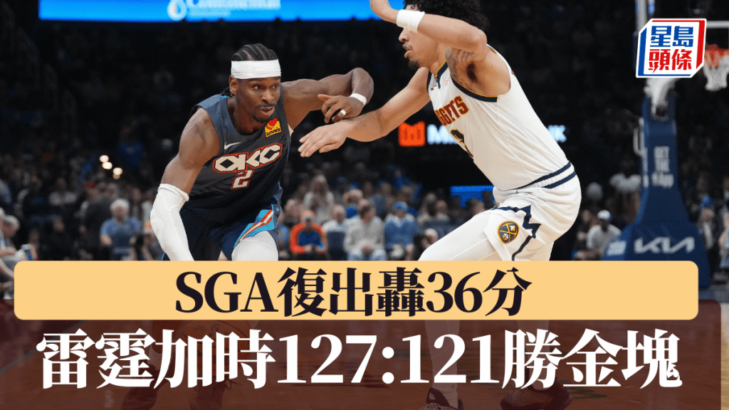 SGA复出轰36分，雷霆加时127:121胜金块。