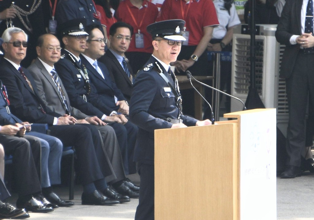 警務處長蕭澤頤指出，1844年警隊成立以來面對各種挑戰，警員從不畏懼。