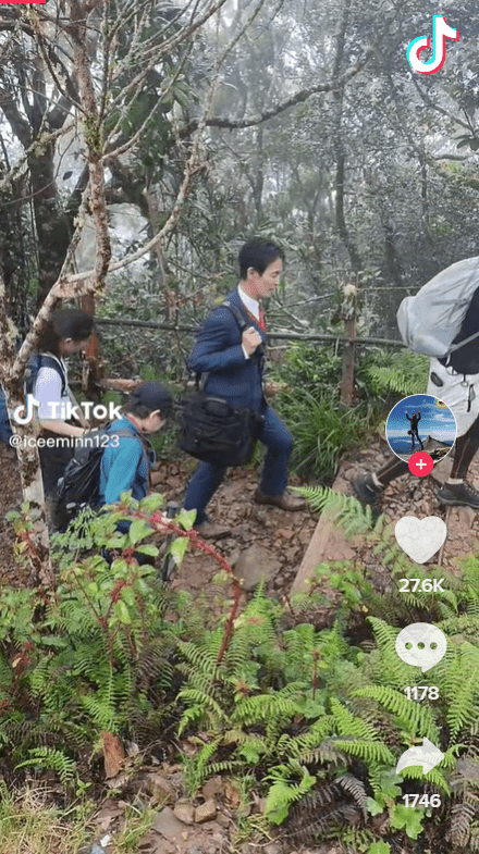 佐田展隆還在TIKTOK發布登上京那巴魯山的影片。網片截圖