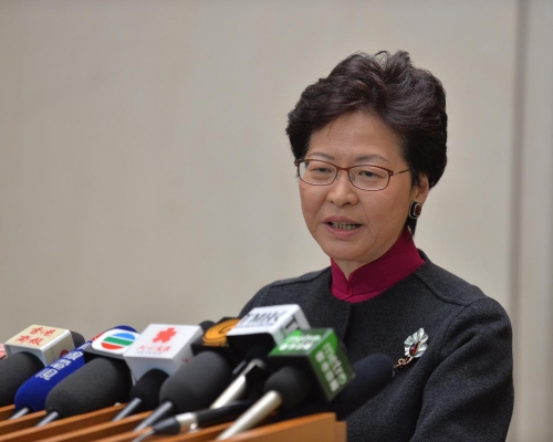 行政長官林鄭月娥中午12時,就有關多項勞工福利措施的執行舉行記者會。 資料圖片