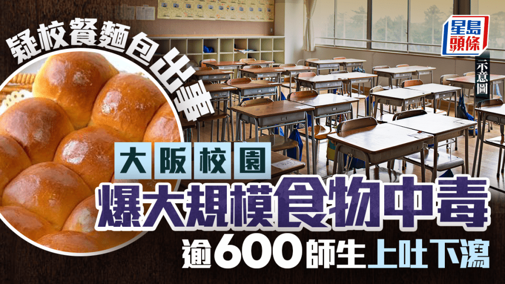 大阪校園爆集體食物中毒 逾600師生上吐下瀉 疑校餐麵包惹禍