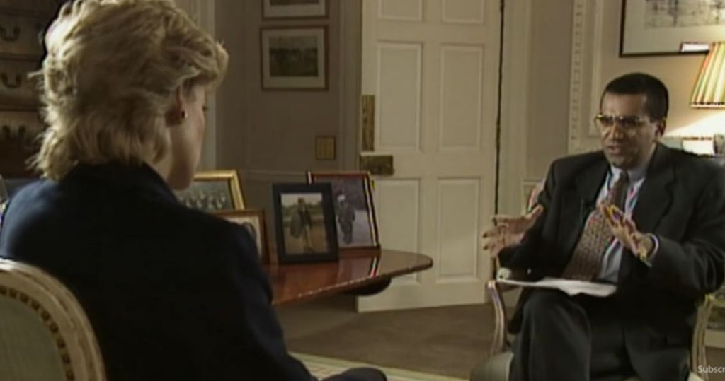 BBC前記者巴希爾於1995年涉誘騙戴安娜受訪，談及她與王儲查里斯的婚姻問題。網圖