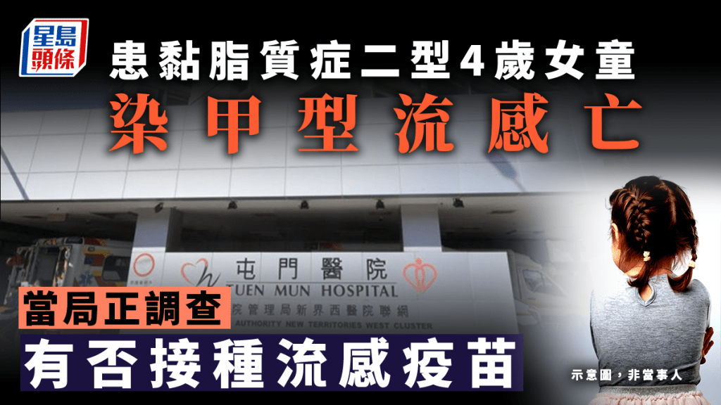 一名患有遺傳疾病4歲女童感染甲型流感，併發嚴重肺炎死亡。資料圖片