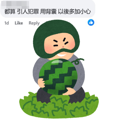 網民：都算引人犯罪，用背囊以後多加小心。fb「大埔 TAI PO」截圖