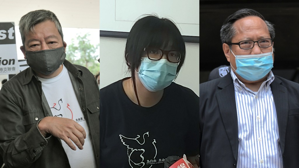 由左至右:李卓人、鄒幸彤及何俊仁