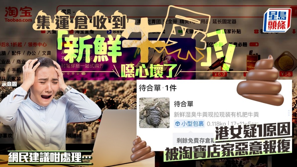港女集運倉收「新鮮牛屎」？疑1原因遭淘寶店家惡意報復︰噁心壞了！網民建議咁處理…
