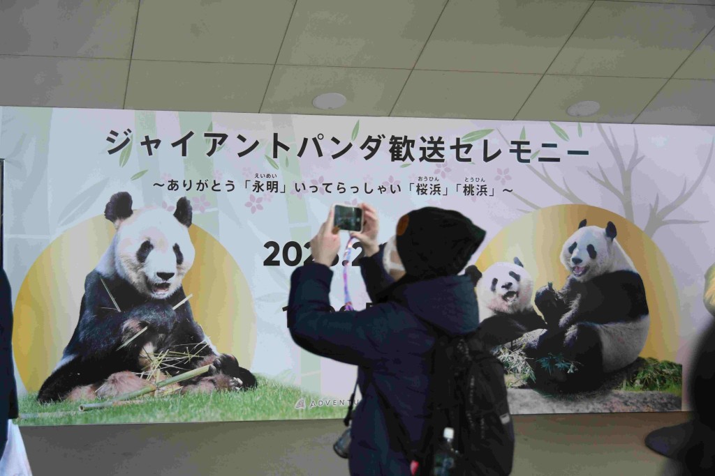 日本遊客惜別大熊貓。