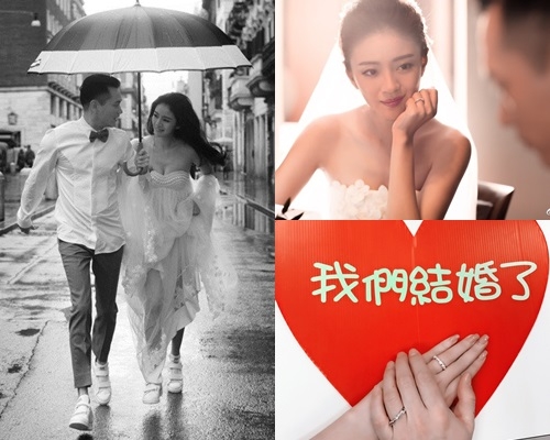 安以軒在微博貼婚照，宣佈跟陳榮煉結婚了。
