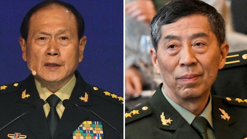 兩任落馬國防部部長魏鳳和（左）、李尚福（右）被判死緩。新華社／路透社