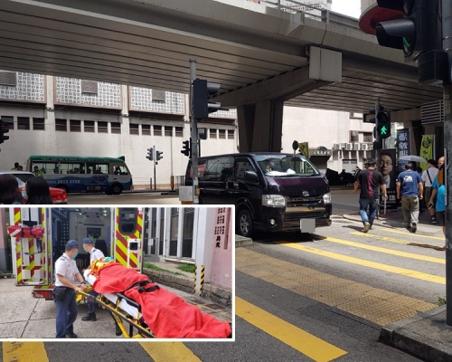 客貨van撞途人清醒送院。梁國峰攝