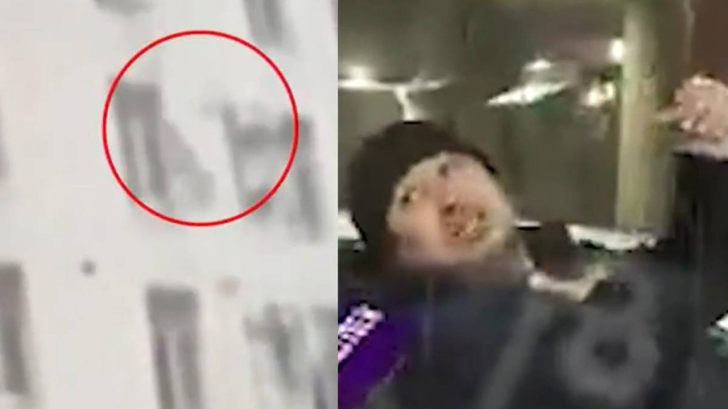 清潔工徒手接住男童，奇蹟救人。(X@G R I F T Y／《每日郵報》)