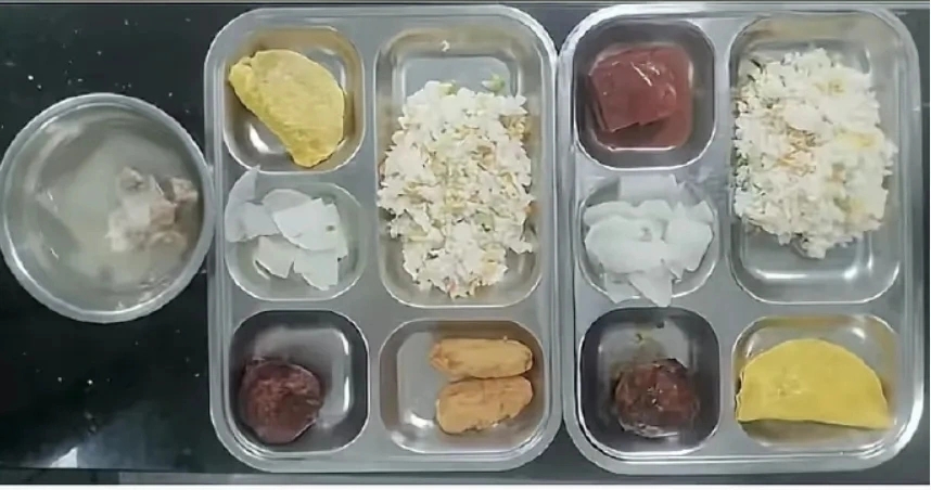 網傳上海學校提供的午餐。