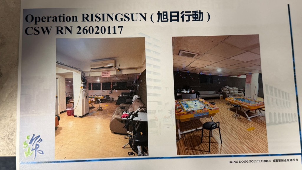警方搗破5個深水埗區內的非法賭博場所、3個位於旺角區的員工宿舍及1個在元朗區的賭博遊戲機儲存倉庫。 警方搗破5個深水埗區內的非法賭博場所、3個位於旺角區的員工宿舍及1個在元朗區的賭博遊戲機儲存倉庫。