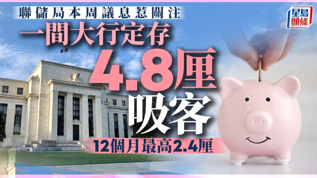 定存攻略|聯儲局本周議息惹關注 一間大行定存4.8厘吸客 12個月最高2.4厘