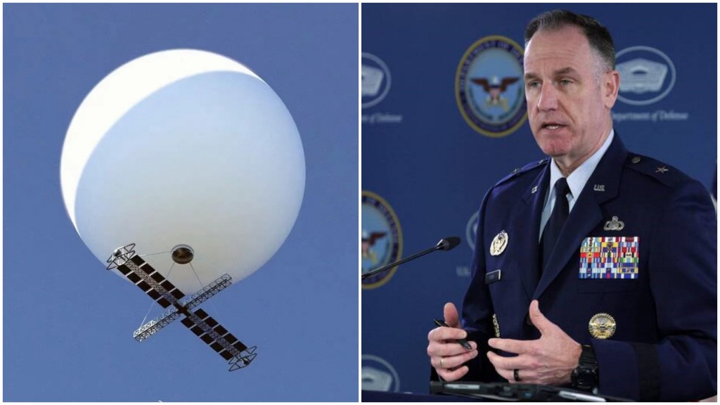 中國同類氣象汽球(左)，美軍方不相信其為「民用」並「誤入」。