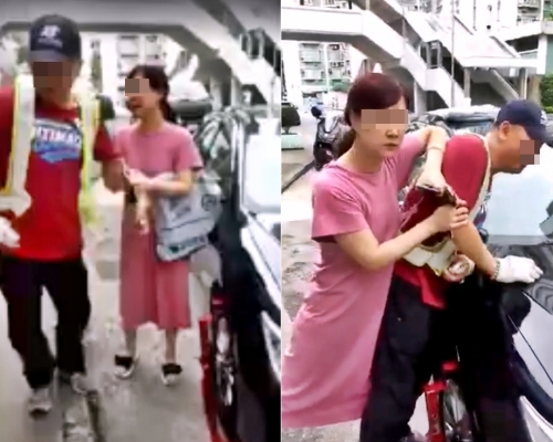 大媽拉著職員苦苦哀求。「馬路的事討論區」FB圖片