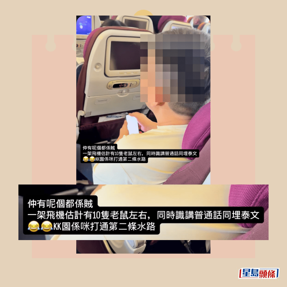 •仲有呢個都係賊，一架飛機估計有10隻老鼠左右，同時識講普通話同埋泰文，KK園係咪打通第二條水路。Threads截圖