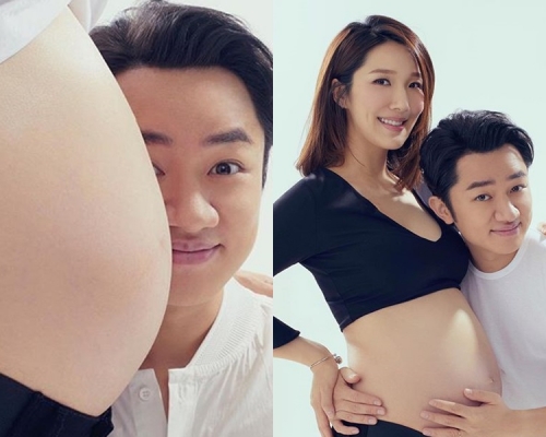 王祖蓝发挥搞笑本色，与老婆斗肚大。李亚男ig图片