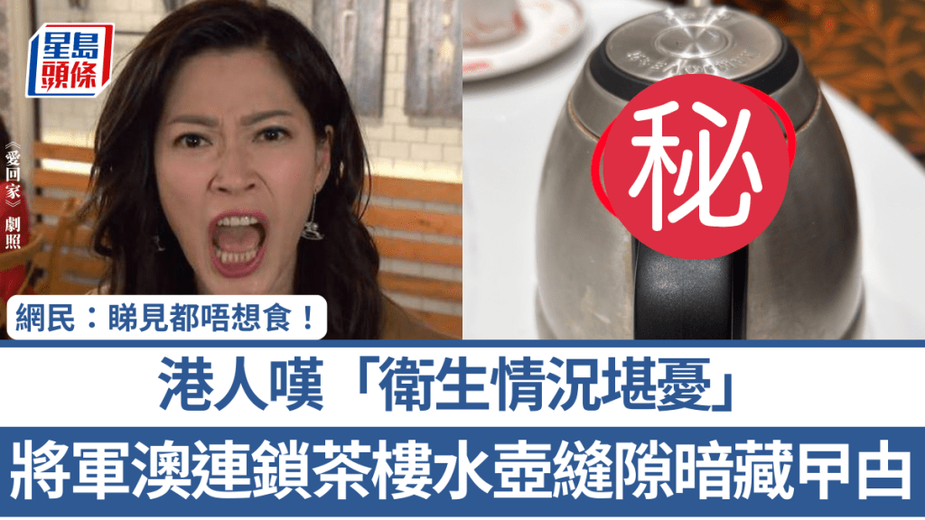 将军澳连锁茶楼水壶缝隙暗藏曱甴 港人叹「卫生情况堪忧」 网民称非首次：睇见都唔想食！