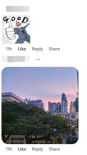 在回應欄,不少網民也分享了自家的美拍。fb「香港風景攝影會」截圖 在回應欄,不少網民也分享了自家的美拍。fb「香港風景攝影會」截圖
