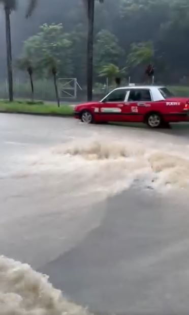 車路水浸，駛經的士小心翼翼。網上圖片