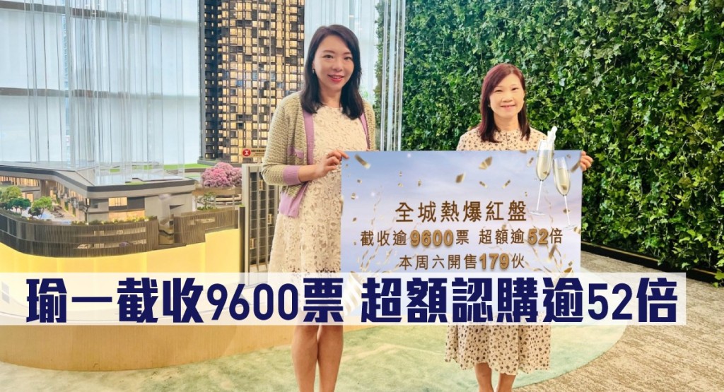 瑜一截收9600票，超額認購逾52倍。