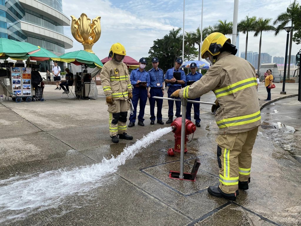 消防設備專責隊伍今個月中巡查了啟德郵輪碼頭、香港體育館等地點。消防處facebook圖片