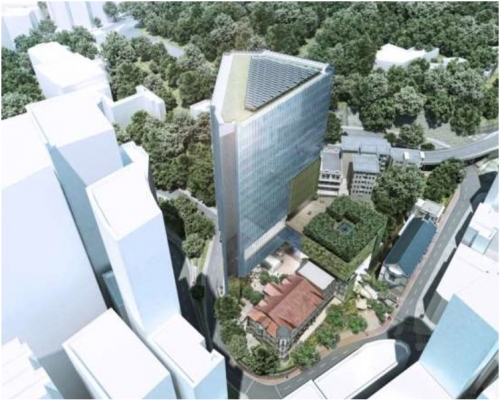 香港聖公會指私營醫院時需要與地盤內的四座歷史建築物融合。