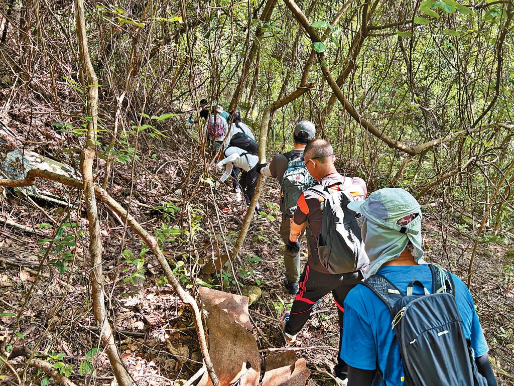 搜索隊昨登山尋找劉家良骨灰，其間多番「爆林」。 