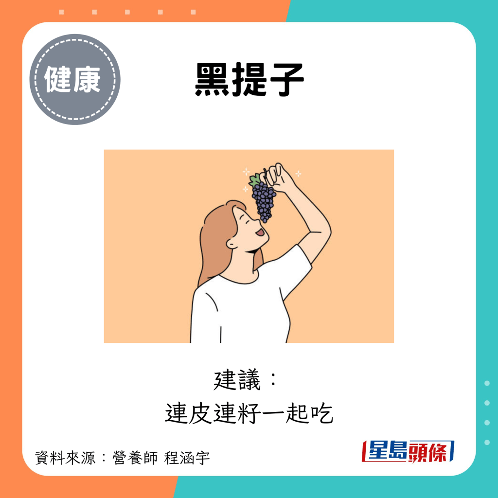 黑提子：建议： 连皮连籽一起吃