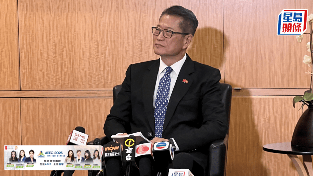 陳茂波強調今次行程重點放在與商界交流，形容是商務之旅。郭詠欣攝