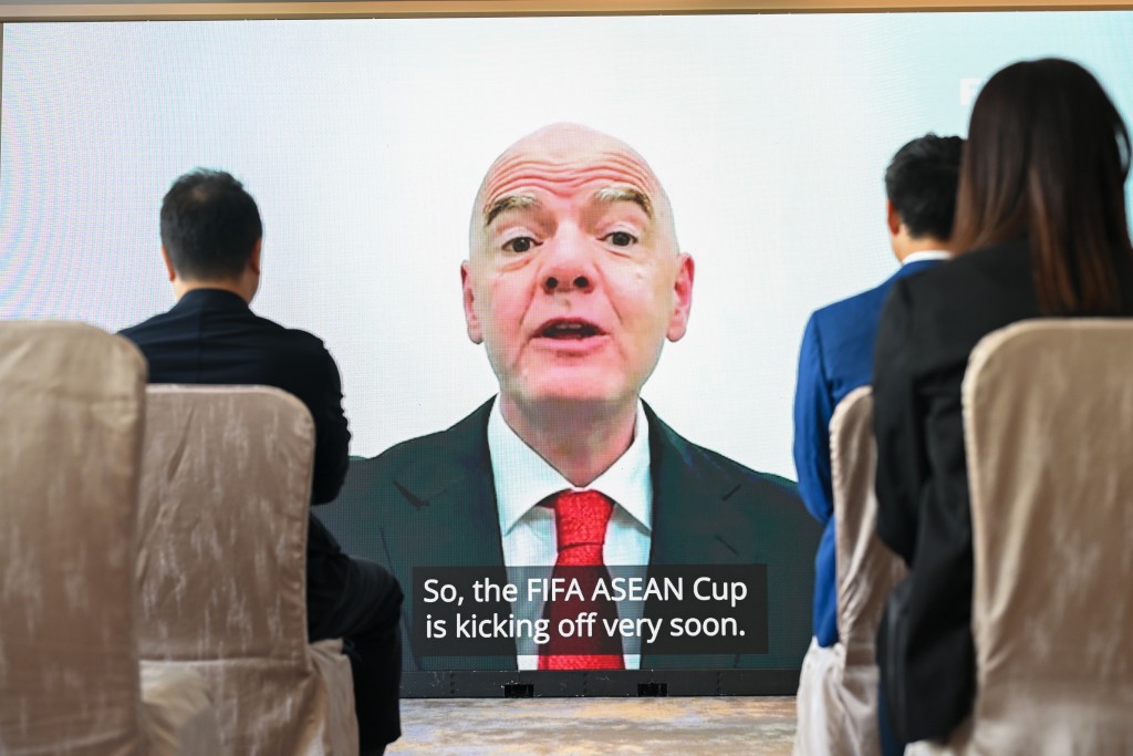FIFA主席恩芬天奴雖未有親身到場,但亦透過預錄短片致賀。攝影:魏國謙 FIFA主席恩芬天奴雖未有親身到場,但亦透過預錄短片致賀。攝影:魏國謙