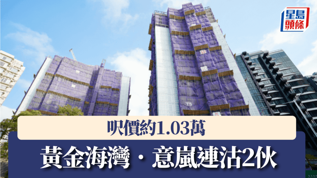 黃金海灣.意嵐連沽2伙,呎價約1.03萬。
