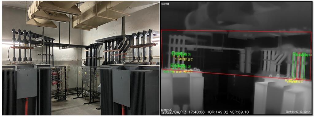 人工智能影像監測程式透過熱感應攝影機監察變電站內溫度變化，包括設施故 障初期的「發熱」狀況以及滲水時出現的溫度轉變。港燈