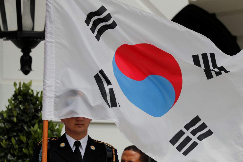 南韓國旗中央的是太極圖案。 路透社資料圖