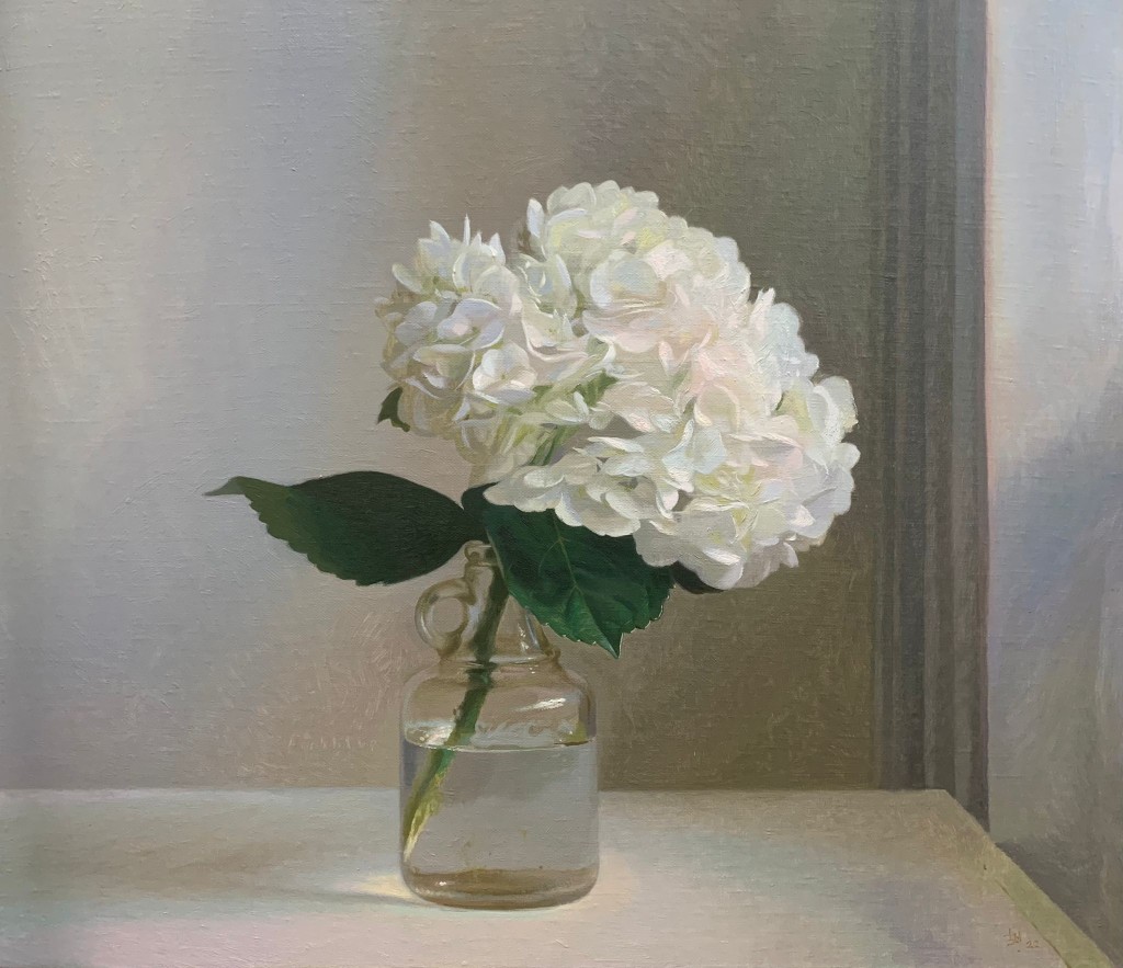 《白色繡球花》細節處理非常細膩入微。