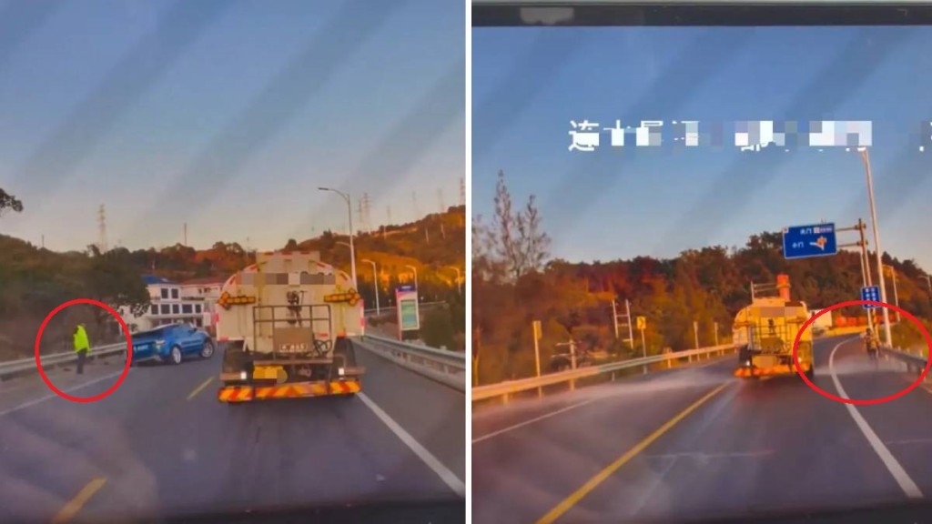 溫州有洗街車灑水時會避開「阿Sir」但無視路人，遭外界批評雙重標準。抖音